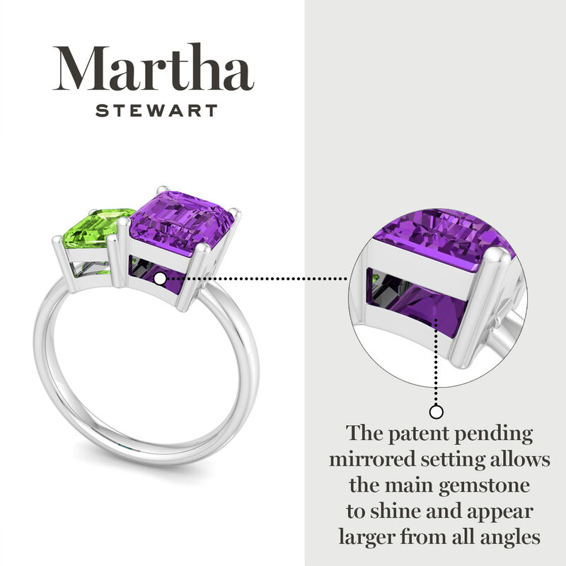 Martha Stewart 3 1/4ctw. Peridot & Amethyst Two Stone Ring In Sterling Silver image number null